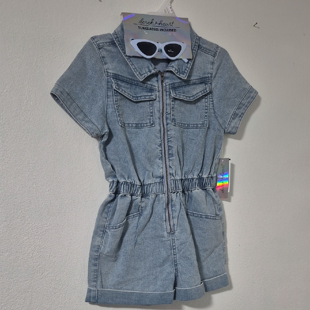 Derek Heart Girls Blue Denim Romper Size 10/12